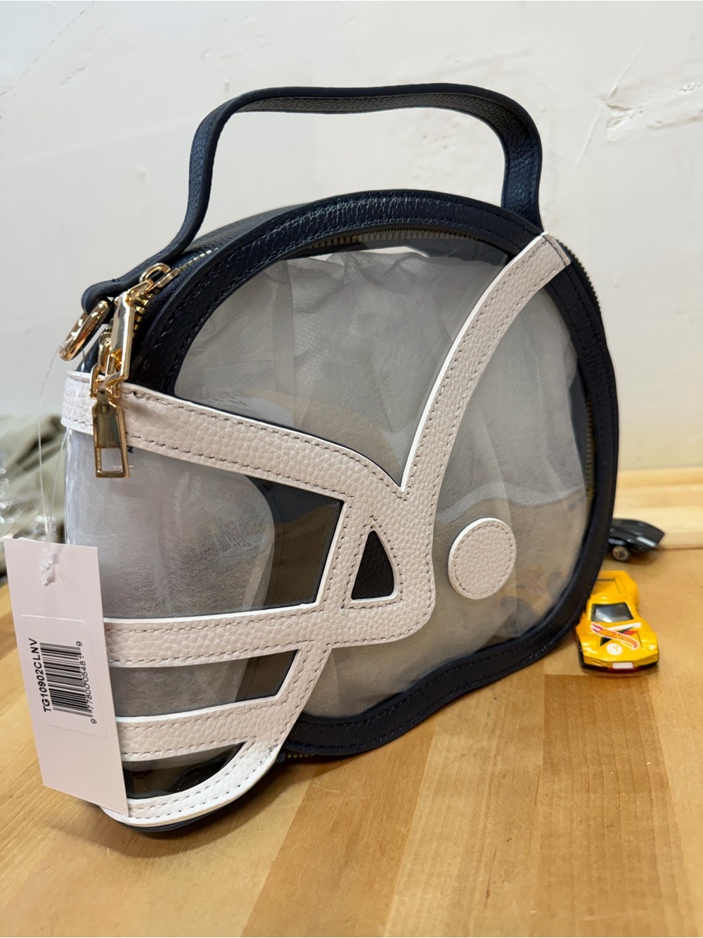 Clear Football Helmet Crossbody Bag - navy blue /white